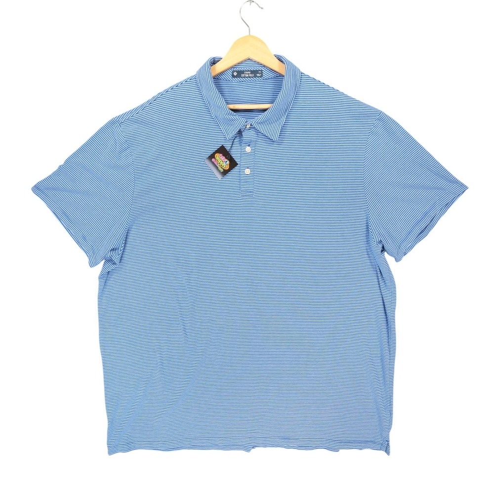 Member's Mark‎ Polo Mens XXL Blue Excellent Striped Cotton Blend SOS15731